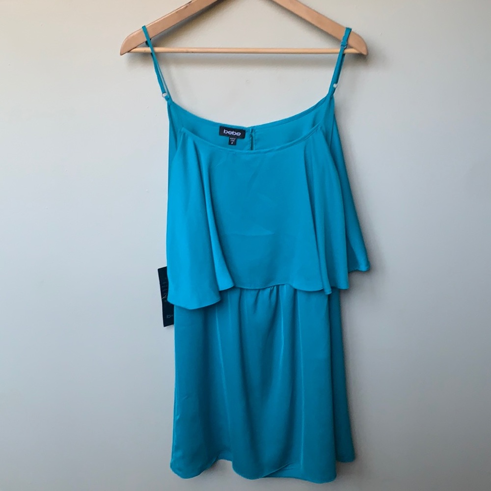 Bebe New Open Back Ruffle Dress Perfect Weekend NWT